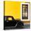 ¡Viva Mexico! Square Collection - Black VW Beetle Car with Gold Street Wall-Philippe Hugonnard-Stretched Canvas