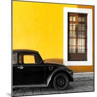 ¡Viva Mexico! Square Collection - Black VW Beetle Car with Gold Street Wall-Philippe Hugonnard-Mounted Photographic Print