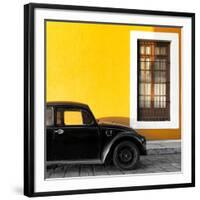 ¡Viva Mexico! Square Collection - Black VW Beetle Car with Gold Street Wall-Philippe Hugonnard-Framed Photographic Print