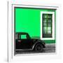 ¡Viva Mexico! Square Collection - Black VW Beetle Car with Green Street Wall-Philippe Hugonnard-Framed Photographic Print