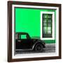 ¡Viva Mexico! Square Collection - Black VW Beetle Car with Green Street Wall-Philippe Hugonnard-Framed Photographic Print