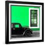 ¡Viva Mexico! Square Collection - Black VW Beetle Car with Green Street Wall-Philippe Hugonnard-Framed Photographic Print