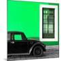 ¡Viva Mexico! Square Collection - Black VW Beetle Car with Green Street Wall-Philippe Hugonnard-Mounted Photographic Print