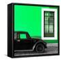 ¡Viva Mexico! Square Collection - Black VW Beetle Car with Green Street Wall-Philippe Hugonnard-Framed Stretched Canvas