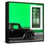 ¡Viva Mexico! Square Collection - Black VW Beetle Car with Green Street Wall-Philippe Hugonnard-Framed Stretched Canvas