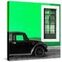 ¡Viva Mexico! Square Collection - Black VW Beetle Car with Green Street Wall-Philippe Hugonnard-Stretched Canvas