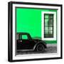 ¡Viva Mexico! Square Collection - Black VW Beetle Car with Green Street Wall-Philippe Hugonnard-Framed Photographic Print