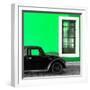 ¡Viva Mexico! Square Collection - Black VW Beetle Car with Green Street Wall-Philippe Hugonnard-Framed Photographic Print