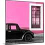 ¡Viva Mexico! Square Collection - Black VW Beetle Car with Hot Pink Street Wall-Philippe Hugonnard-Mounted Photographic Print