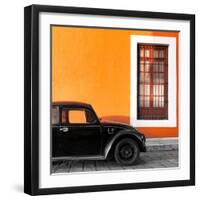 ?Viva Mexico! Square Collection - Black VW Beetle Car with Orange Street Wall-Philippe Hugonnard-Framed Photographic Print