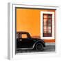 ?Viva Mexico! Square Collection - Black VW Beetle Car with Orange Street Wall-Philippe Hugonnard-Framed Photographic Print