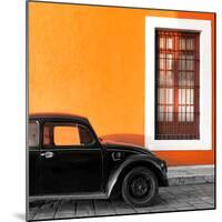 ?Viva Mexico! Square Collection - Black VW Beetle Car with Orange Street Wall-Philippe Hugonnard-Mounted Photographic Print