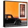 ?Viva Mexico! Square Collection - Black VW Beetle Car with Orange Street Wall-Philippe Hugonnard-Framed Stretched Canvas