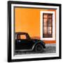 ?Viva Mexico! Square Collection - Black VW Beetle Car with Orange Street Wall-Philippe Hugonnard-Framed Photographic Print