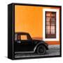 ?Viva Mexico! Square Collection - Black VW Beetle Car with Orange Street Wall-Philippe Hugonnard-Framed Stretched Canvas