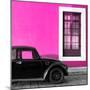 ¡Viva Mexico! Square Collection - Black VW Beetle Car with Pink Street Wall-Philippe Hugonnard-Mounted Photographic Print