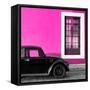 ¡Viva Mexico! Square Collection - Black VW Beetle Car with Pink Street Wall-Philippe Hugonnard-Framed Stretched Canvas