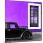 ¡Viva Mexico! Square Collection - Black VW Beetle Car with Purple Street Wall-Philippe Hugonnard-Mounted Photographic Print