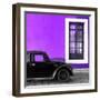 ¡Viva Mexico! Square Collection - Black VW Beetle Car with Purple Street Wall-Philippe Hugonnard-Framed Photographic Print