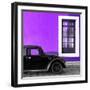 ¡Viva Mexico! Square Collection - Black VW Beetle Car with Purple Street Wall-Philippe Hugonnard-Framed Photographic Print