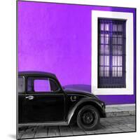 ¡Viva Mexico! Square Collection - Black VW Beetle Car with Purple Street Wall-Philippe Hugonnard-Mounted Photographic Print