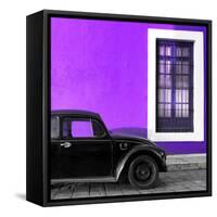 ¡Viva Mexico! Square Collection - Black VW Beetle Car with Purple Street Wall-Philippe Hugonnard-Framed Stretched Canvas