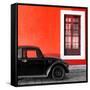 ¡Viva Mexico! Square Collection - Black VW Beetle Car with Red Street Wall-Philippe Hugonnard-Framed Stretched Canvas