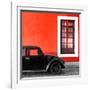 ¡Viva Mexico! Square Collection - Black VW Beetle Car with Red Street Wall-Philippe Hugonnard-Framed Photographic Print