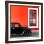 ¡Viva Mexico! Square Collection - Black VW Beetle Car with Red Street Wall-Philippe Hugonnard-Framed Photographic Print