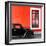 ¡Viva Mexico! Square Collection - Black VW Beetle Car with Red Street Wall-Philippe Hugonnard-Framed Photographic Print