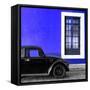 ¡Viva Mexico! Square Collection - Black VW Beetle Car with Royal Blue Street Wall-Philippe Hugonnard-Framed Stretched Canvas