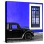 ¡Viva Mexico! Square Collection - Black VW Beetle Car with Royal Blue Street Wall-Philippe Hugonnard-Stretched Canvas