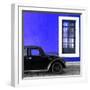 ¡Viva Mexico! Square Collection - Black VW Beetle Car with Royal Blue Street Wall-Philippe Hugonnard-Framed Photographic Print