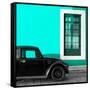 ¡Viva Mexico! Square Collection - Black VW Beetle Car with Turquoise Street Wall-Philippe Hugonnard-Framed Stretched Canvas