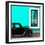 ¡Viva Mexico! Square Collection - Black VW Beetle Car with Turquoise Street Wall-Philippe Hugonnard-Framed Photographic Print