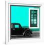 ¡Viva Mexico! Square Collection - Black VW Beetle Car with Turquoise Street Wall-Philippe Hugonnard-Framed Photographic Print