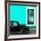 ¡Viva Mexico! Square Collection - Black VW Beetle Car with Turquoise Street Wall-Philippe Hugonnard-Framed Photographic Print