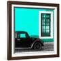 ¡Viva Mexico! Square Collection - Black VW Beetle Car with Turquoise Street Wall-Philippe Hugonnard-Framed Photographic Print