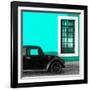 ¡Viva Mexico! Square Collection - Black VW Beetle Car with Turquoise Street Wall-Philippe Hugonnard-Framed Photographic Print