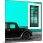 ¡Viva Mexico! Square Collection - Black VW Beetle Car with Turquoise Street Wall-Philippe Hugonnard-Mounted Photographic Print