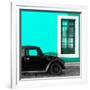 ¡Viva Mexico! Square Collection - Black VW Beetle Car with Turquoise Street Wall-Philippe Hugonnard-Framed Photographic Print