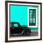 ¡Viva Mexico! Square Collection - Black VW Beetle Car with Turquoise Street Wall-Philippe Hugonnard-Framed Photographic Print