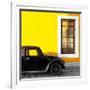 ¡Viva Mexico! Square Collection - Black VW Beetle Car with Yellow Street Wall-Philippe Hugonnard-Framed Photographic Print