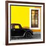 ¡Viva Mexico! Square Collection - Black VW Beetle Car with Yellow Street Wall-Philippe Hugonnard-Framed Photographic Print