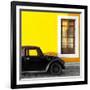 ¡Viva Mexico! Square Collection - Black VW Beetle Car with Yellow Street Wall-Philippe Hugonnard-Framed Photographic Print
