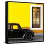 ¡Viva Mexico! Square Collection - Black VW Beetle Car with Yellow Street Wall-Philippe Hugonnard-Framed Stretched Canvas