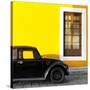 ¡Viva Mexico! Square Collection - Black VW Beetle Car with Yellow Street Wall-Philippe Hugonnard-Stretched Canvas