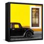 ¡Viva Mexico! Square Collection - Black VW Beetle Car with Yellow Street Wall-Philippe Hugonnard-Framed Stretched Canvas