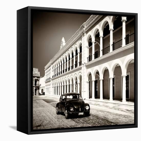 ¡Viva Mexico! Square Collection - Black VW Beetle in Campeche II-Philippe Hugonnard-Framed Stretched Canvas