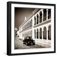 ¡Viva Mexico! Square Collection - Black VW Beetle in Campeche II-Philippe Hugonnard-Framed Photographic Print